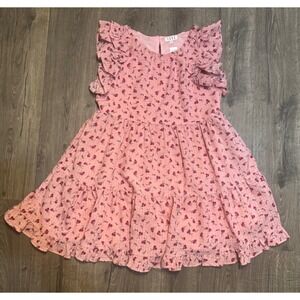 TCEC Floral Ruffle Dress Tiered Mini Summer‎ Casual Pink Dress Size M